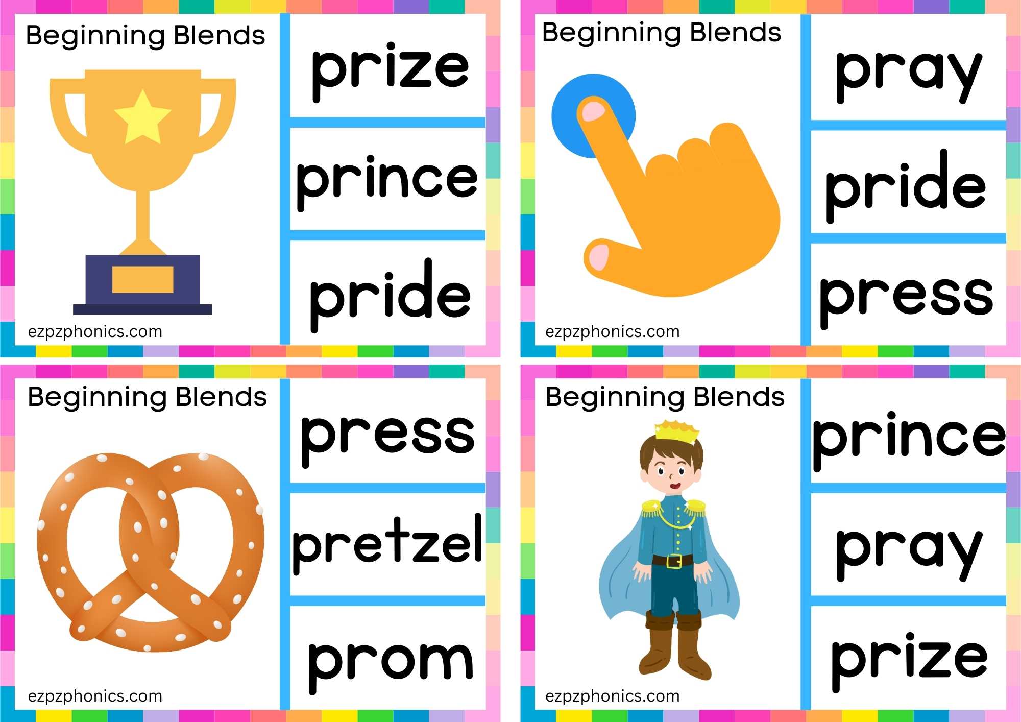 PR Beginning Blends Clip Cards Look At The Image And Clip The Correct Word Set 1